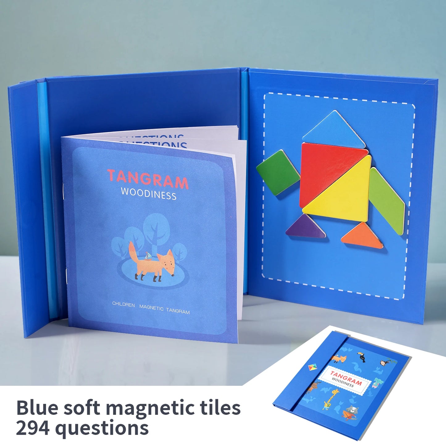 Jeu de puzzle magnétique en bois Tangram Block pour enfants - Puzzle d'intelligence éducative Montessori Cadeau pour enfants