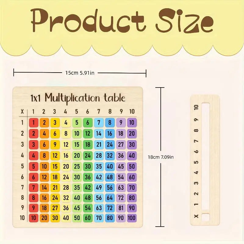 Tableau de Multiplication Interactif en Bois – Planches d'Apprentissage en Bois Naturel pour les Cours de Mathématiques et les Cadeaux de Rentrée Scolaire