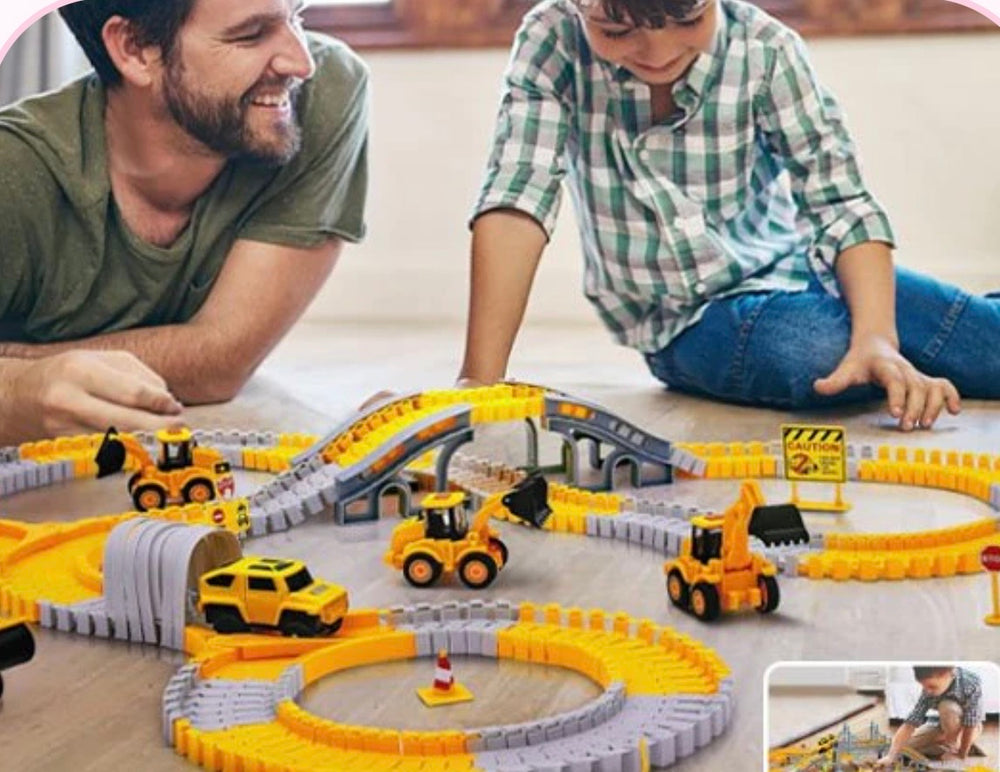 Circuit de construction avec camions pour enfants – jeu créatif 3-8 ans – PETIGENIE
