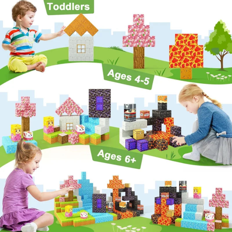 50-400 pièces Mine bloc de construction magnétique monde aimant Cube ensemble pour garçons filles enfant bricolage modèle enfants jouet sensoriel cadeau de noël