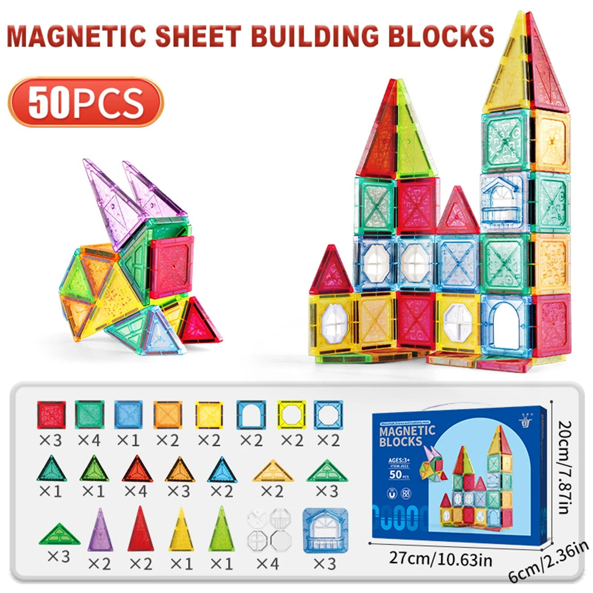 Carreaux magnétiques pour enfants âgés de 3 à 5 à 4 à 8 ans, jouets magnétiques pour 3 4 5 6 7 8 ans et plus, garçons et filles, blocs de construction magnétiques préscolaires