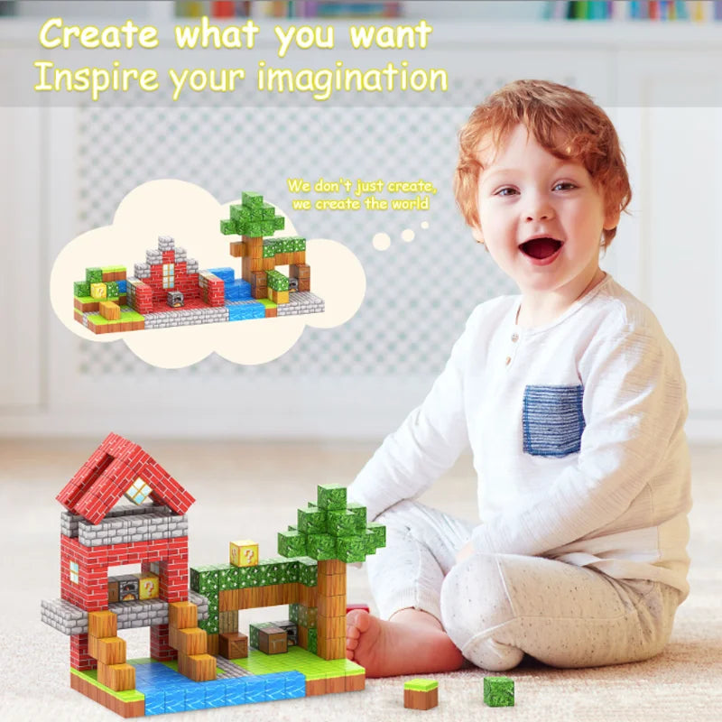 50-400 pièces Mine bloc de construction magnétique monde aimant Cube ensemble pour garçons filles enfant bricolage modèle enfants jouet sensoriel cadeau de noël