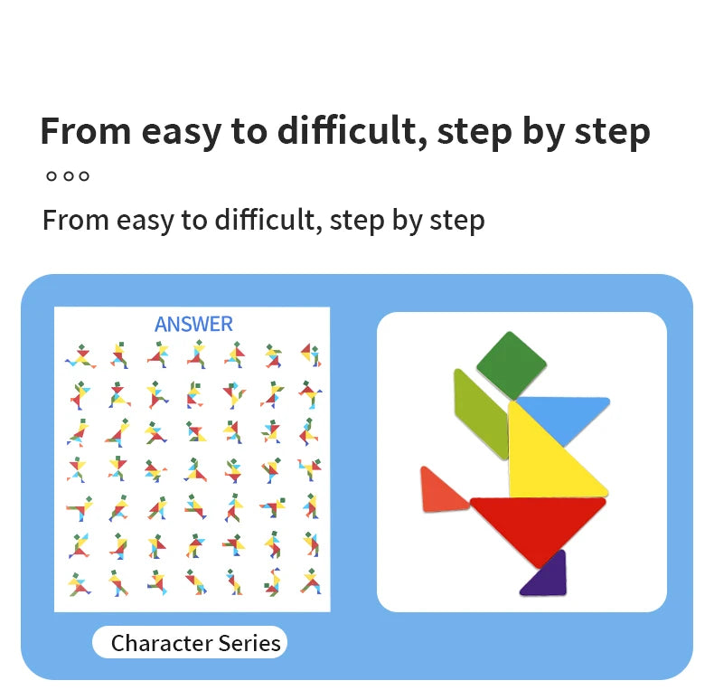 Jeu de puzzle magnétique en bois Tangram Block pour enfants - Puzzle d'intelligence éducative Montessori Cadeau pour enfants