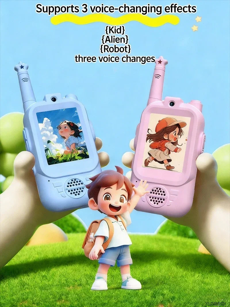 Lot de 2 talkies-walkies vidéo HD pour enfants, recharge USB, divertissement intérieur/extérieur, jouets pour enfants, cadeaux de festival, pour les 3-12 ans