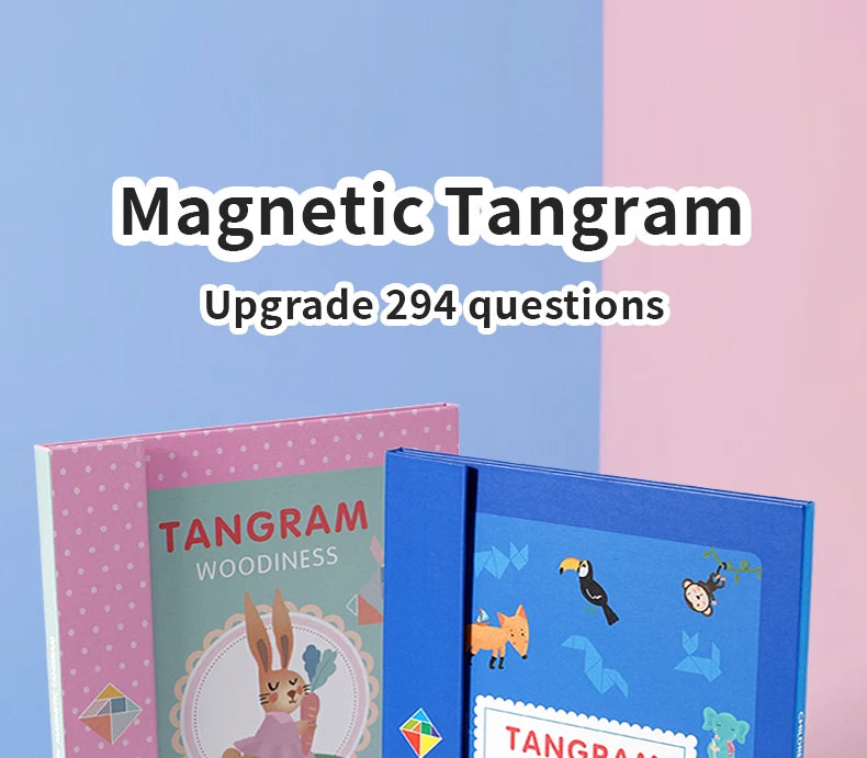 Jeu de puzzle magnétique en bois Tangram Block pour enfants - Puzzle d'intelligence éducative Montessori Cadeau pour enfants