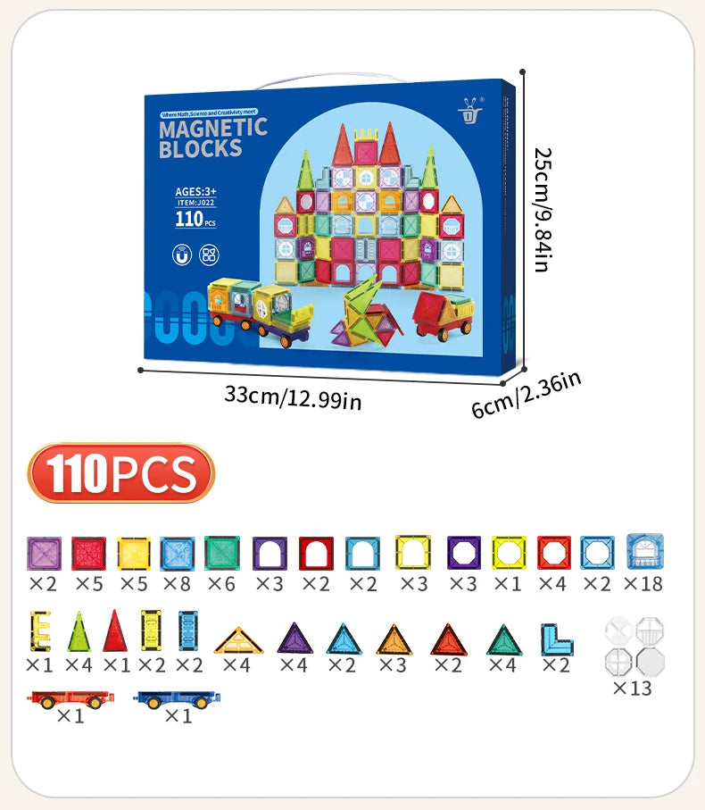 Carreaux magnétiques pour enfants âgés de 3 à 5 à 4 à 8 ans, jouets magnétiques pour 3 4 5 6 7 8 ans et plus, garçons et filles, blocs de construction magnétiques préscolaires