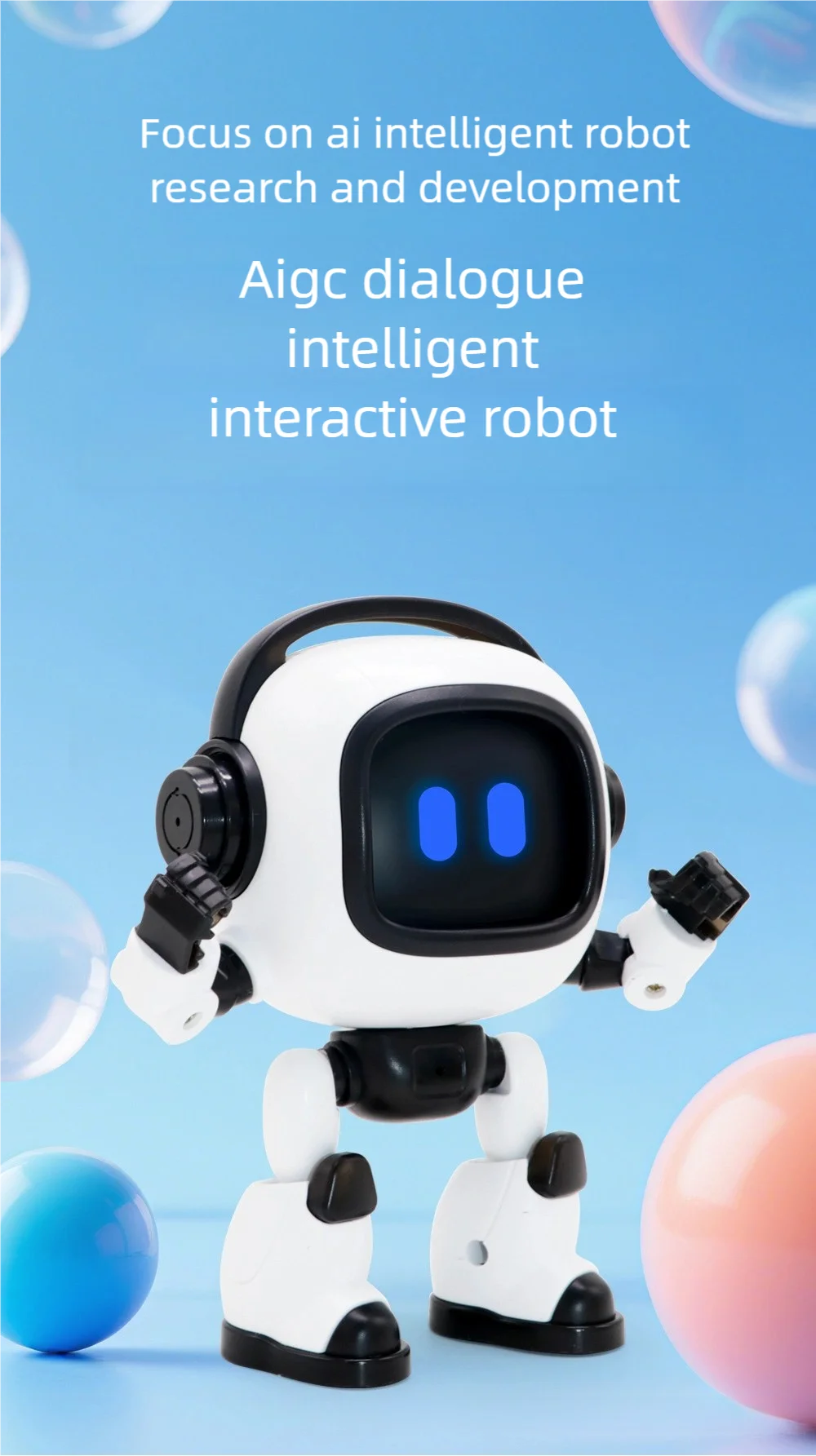 Robots AI-jouets éducatifs interactifs intelligents pour enfants et adultes, robots d'apprentissage à commande vocale avec éclairage et