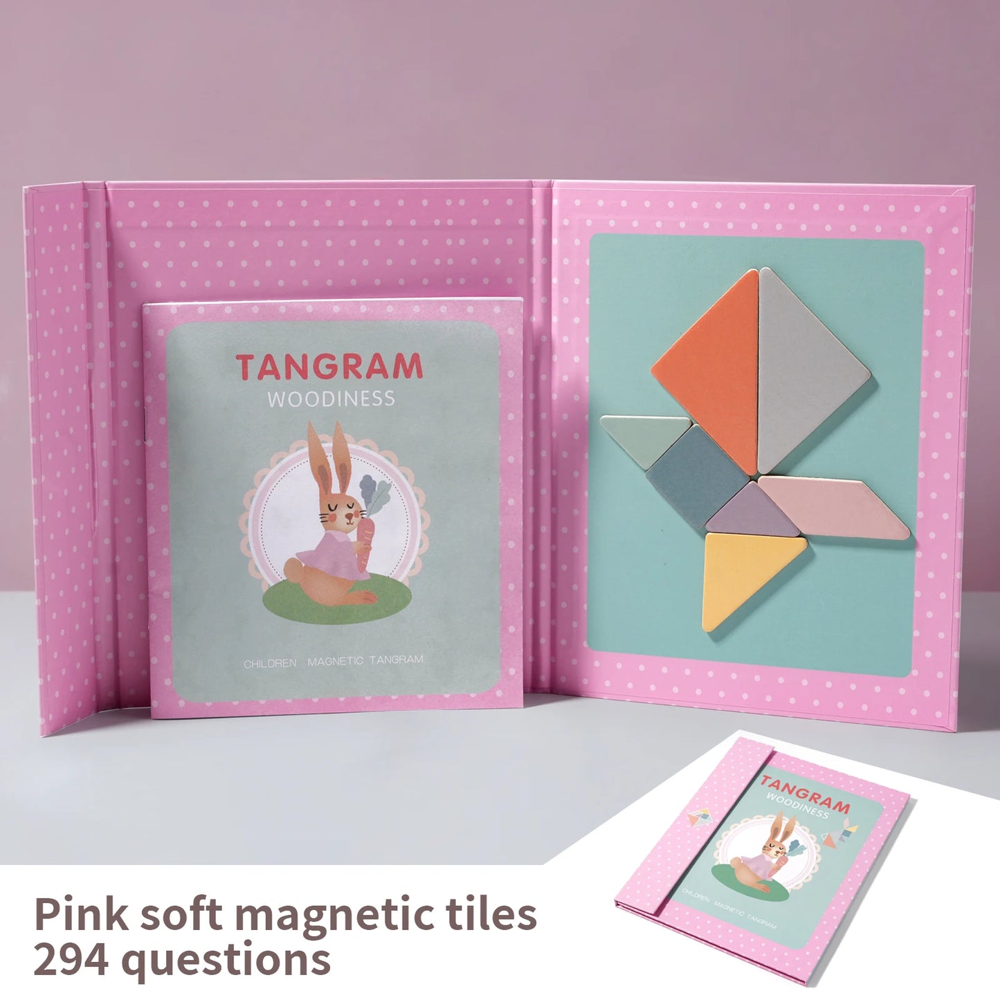 Jeu de puzzle magnétique en bois Tangram Block pour enfants - Puzzle d'intelligence éducative Montessori Cadeau pour enfants