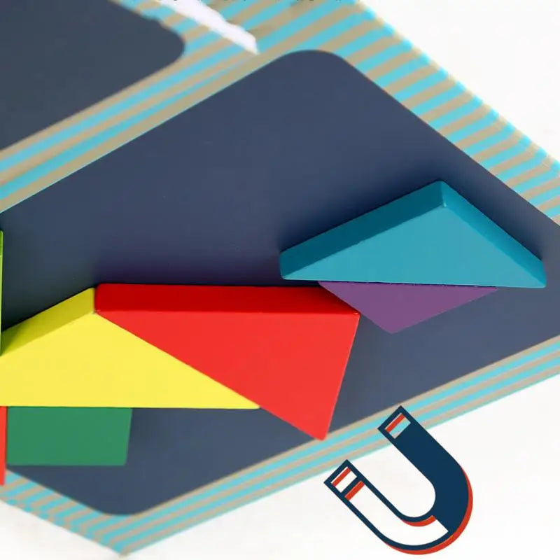 Puzzle en bois Tangram magnétique, livre, jouets éducatifs pour enfants, bébé enfant, Portable, apprentissage de l'intelligence Montessori