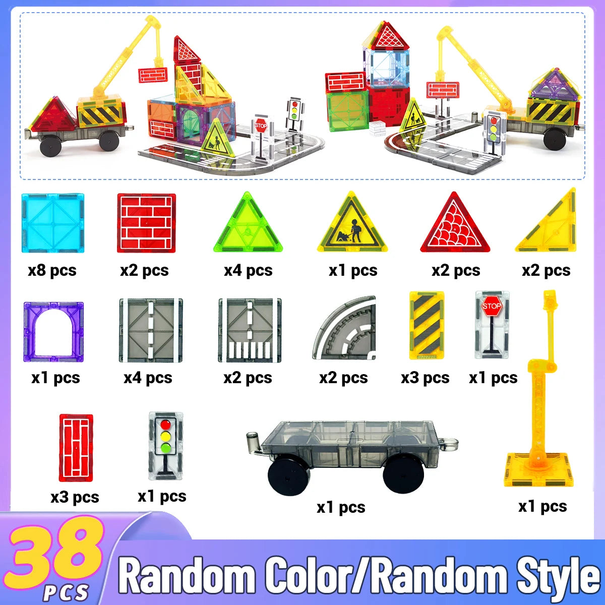 Ensemble de route magnétique avec voiture, jouets pour enfants, garçons et filles, blocs de Construction magnétiques, jouets de Construction, cadeaux d'anniversaire pour les tout-petits