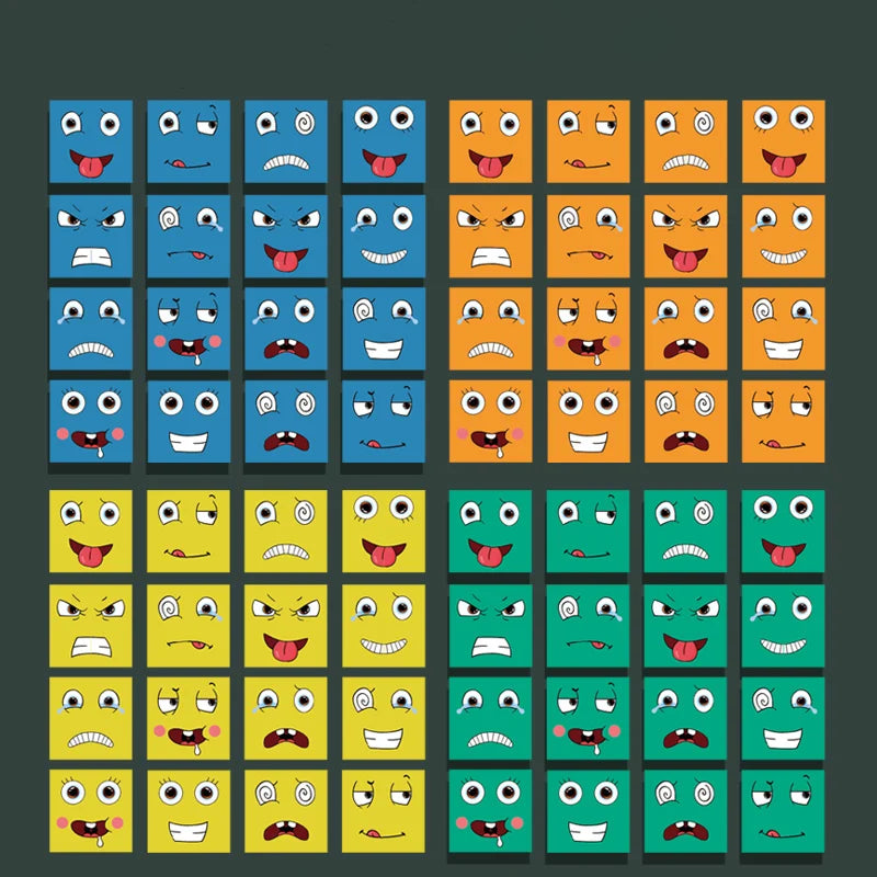 Cube à changement de visage, jeu de cartes, blocs de construction, Puzzle en bois de dessin animé, jouets anti-Stress et d'anxiété Montessori pour enfants
