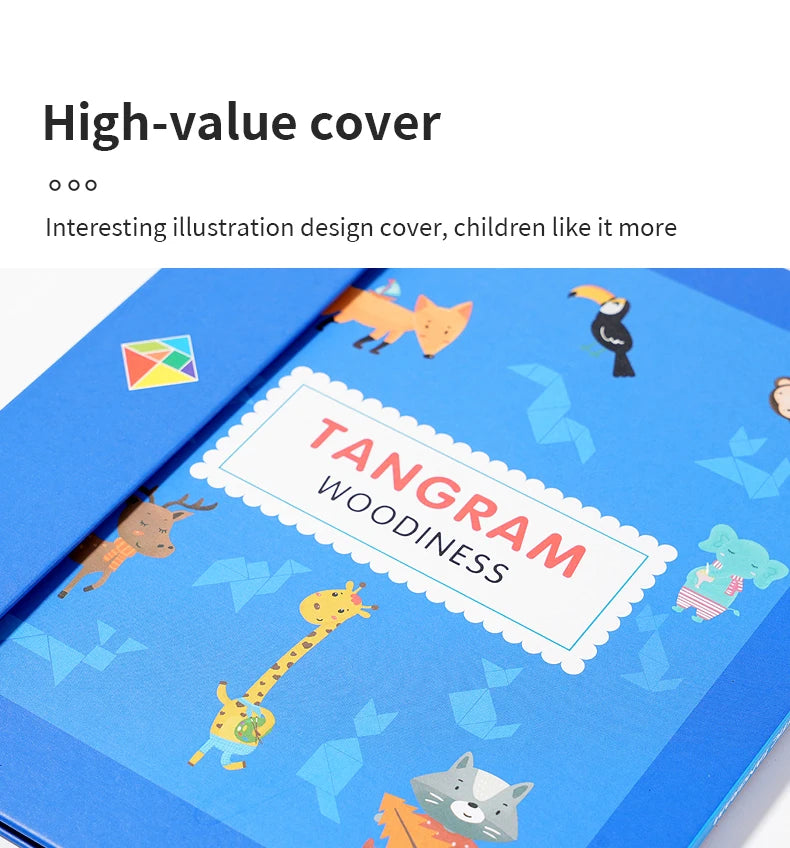 Jeu de puzzle magnétique en bois Tangram Block pour enfants - Puzzle d'intelligence éducative Montessori Cadeau pour enfants