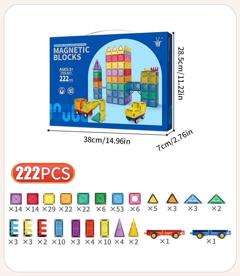 Carreaux magnétiques pour enfants âgés de 3 à 5 à 4 à 8 ans, jouets magnétiques pour 3 4 5 6 7 8 ans et plus, garçons et filles, blocs de construction magnétiques préscolaires