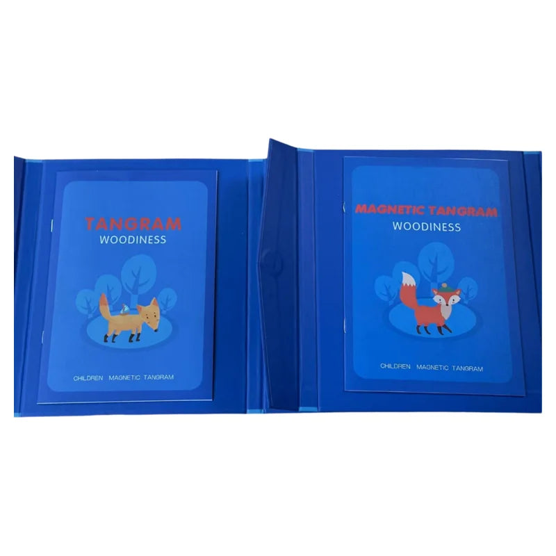 Puzzle en bois Tangram magnétique, livre, jouets éducatifs pour enfants, bébé enfant, Portable, apprentissage de l'intelligence Montessori