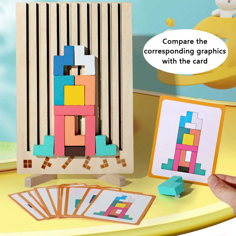 Blocs russes 3D en bois, Puzzle, casse-tête, jouet Tangram, Intelligence, blocs colorés, éducatifs Montessori