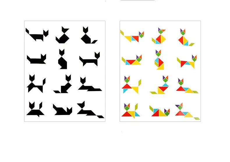 Puzzle en bois Tangram magnétique, livre, jouets éducatifs pour enfants, bébé enfant, Portable, apprentissage de l'intelligence Montessori