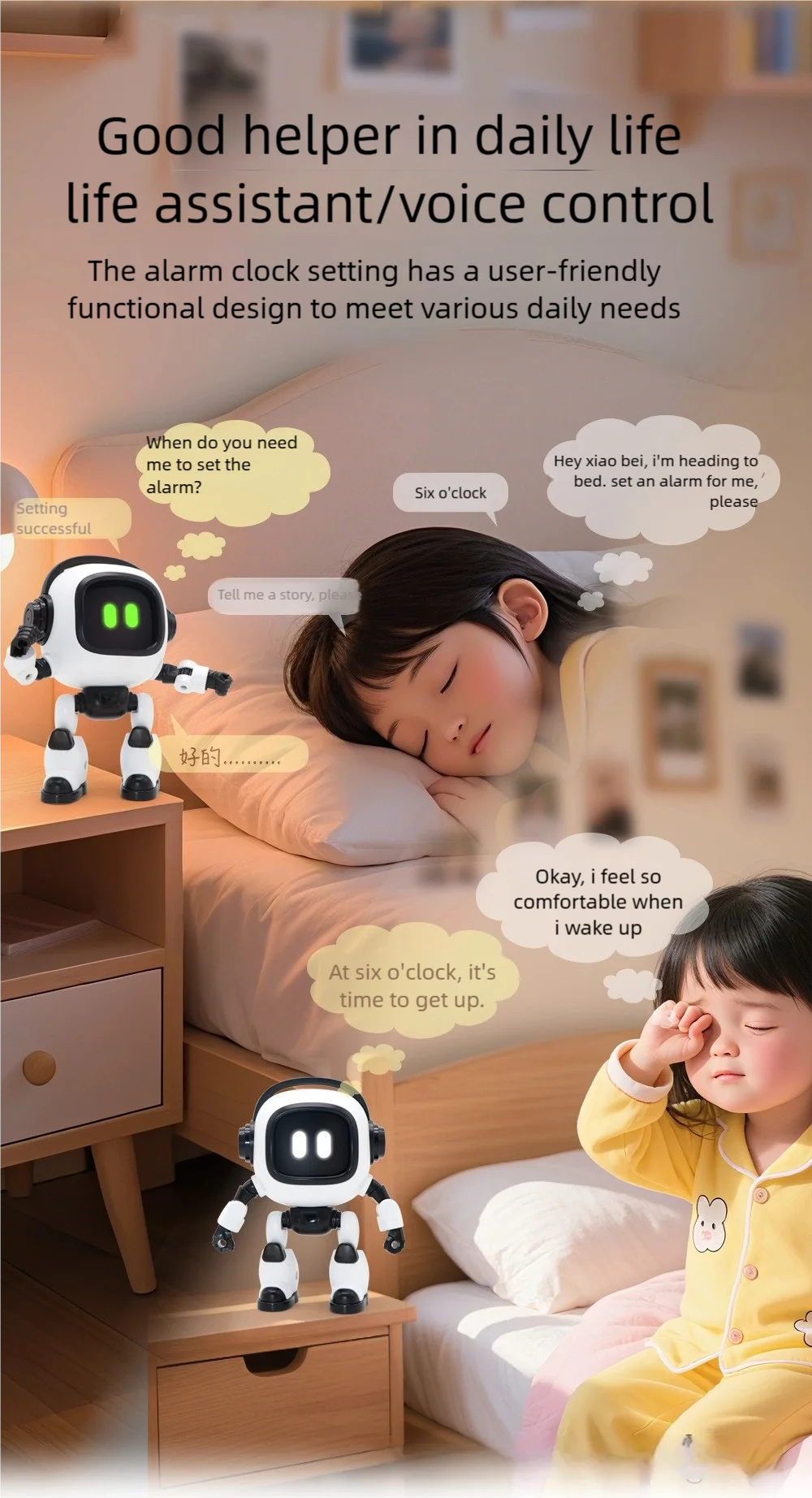 Robots AI-jouets éducatifs interactifs intelligents pour enfants et adultes, robots d'apprentissage à commande vocale avec éclairage et