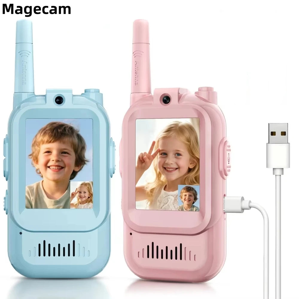 Talkie-walkie vidéo Magecam pour enfants, paquet de 2, interphone Rechargeable, talkie-walkie, 2 écrans, appel en un clic, interphone vidéo pour enfant