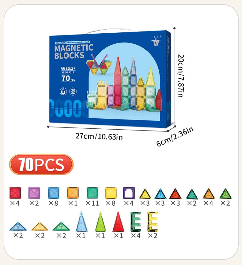 Carreaux magnétiques pour enfants âgés de 3 à 5 à 4 à 8 ans, jouets magnétiques pour 3 4 5 6 7 8 ans et plus, garçons et filles, blocs de construction magnétiques préscolaires
