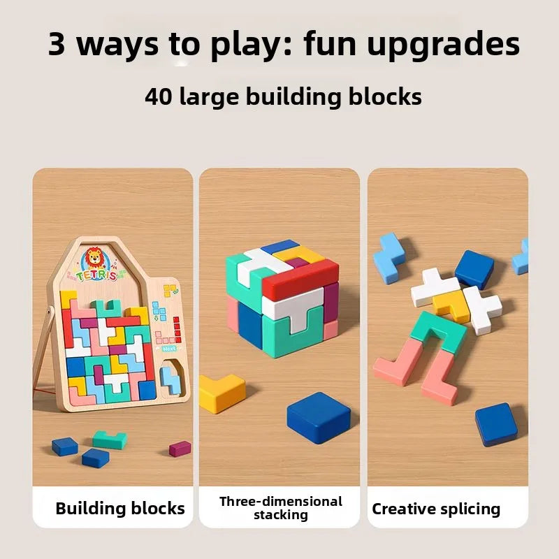 Les activités parent-enfant avec des blocs de construction Tetris développent la pensée cérébrale et entraînent les enfants à résoudre des puzzles.