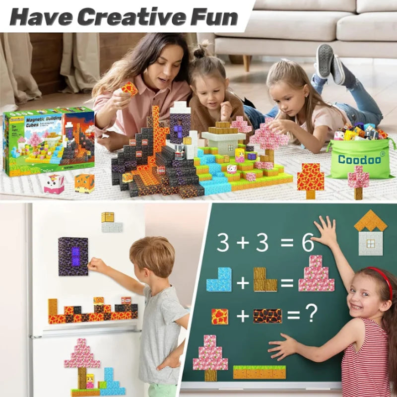 50-400 pièces Mine bloc de construction magnétique monde aimant Cube ensemble pour garçons filles enfant bricolage modèle enfants jouet sensoriel cadeau de noël