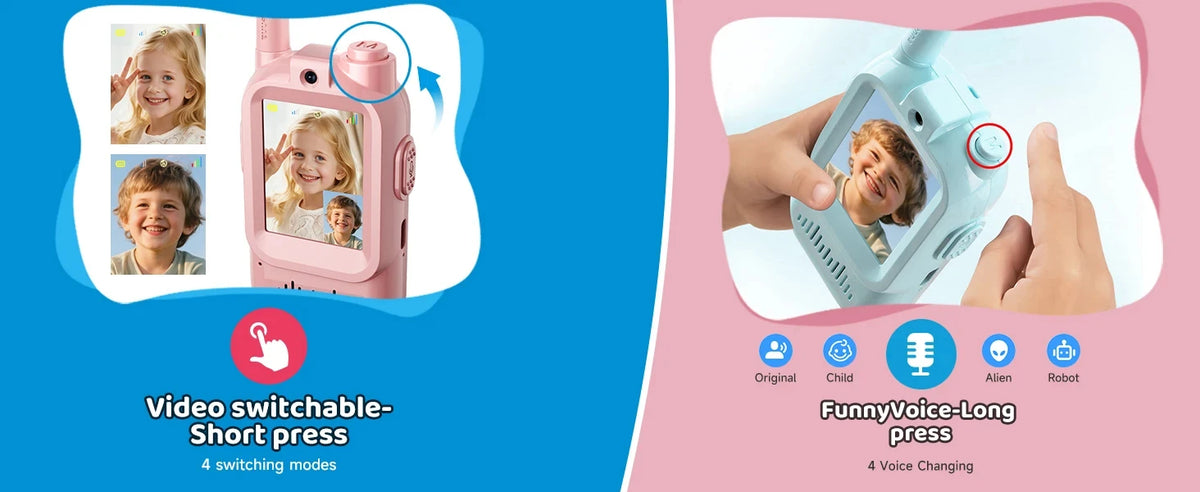 Talkie-walkie vidéo Magecam pour enfants, paquet de 2, interphone Rechargeable, talkie-walkie, 2 écrans, appel en un clic, interphone vidéo pour enfant