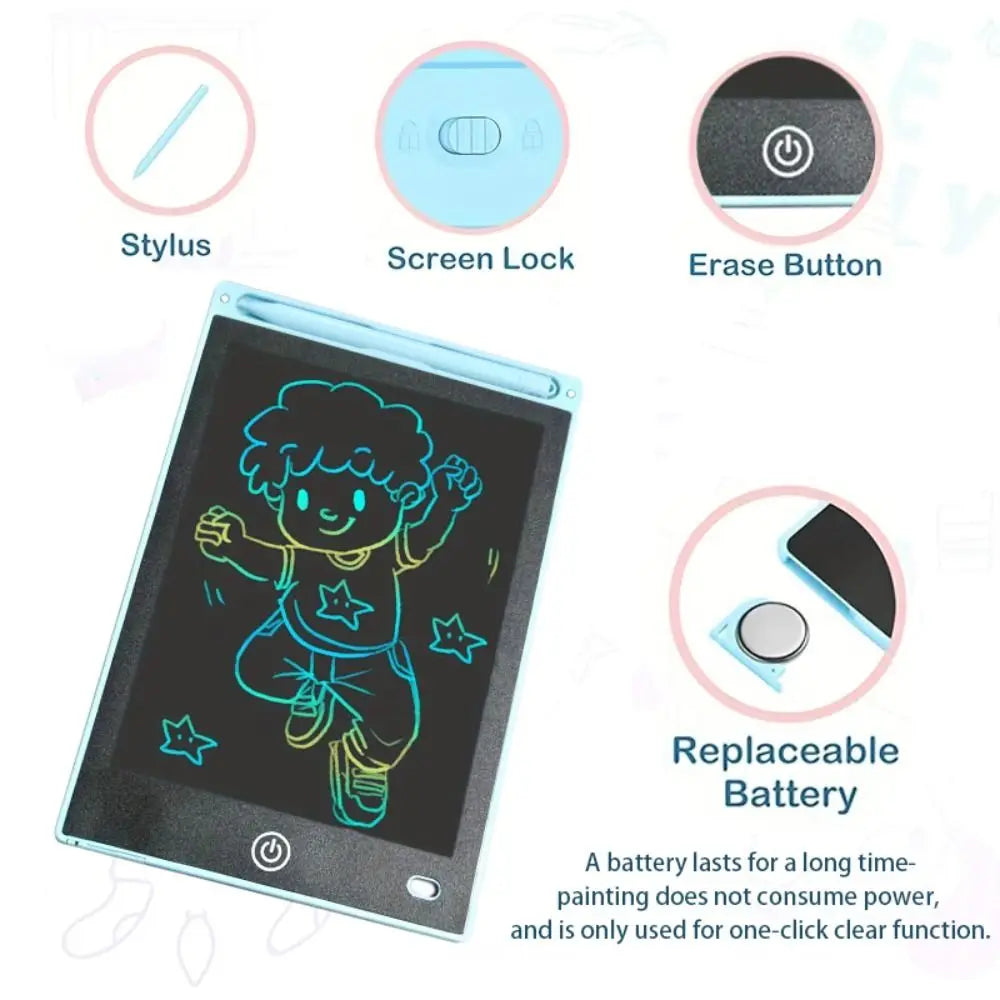 Tablette de dessin LCD Portable et réutilisable de 8.5 pouces, planche à gribouiller, écran coloré avec batterie, tablette d'écriture LCD, jouets pour tout-petits