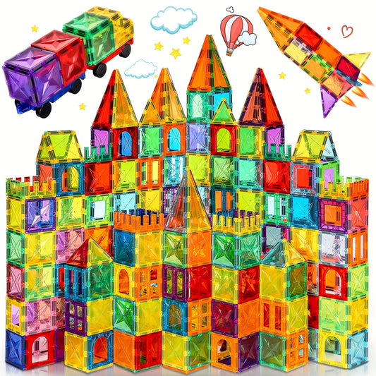 Carreaux magnétiques pour enfants âgés de 3 à 5 à 4 à 8 ans, jouets magnétiques pour 3 4 5 6 7 8 ans et plus, garçons et filles, blocs de construction magnétiques préscolaires
